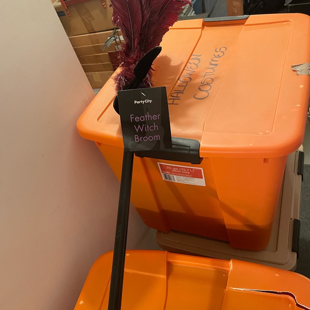 Party City Dark Purple Feather Witch Broom